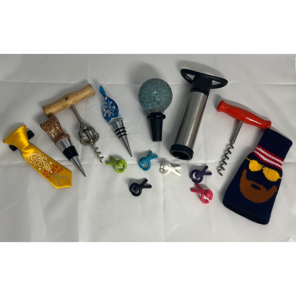 Lot of 9‎ Pre-Owned Wine Accessories: Corks, Stoppers & Openers Set